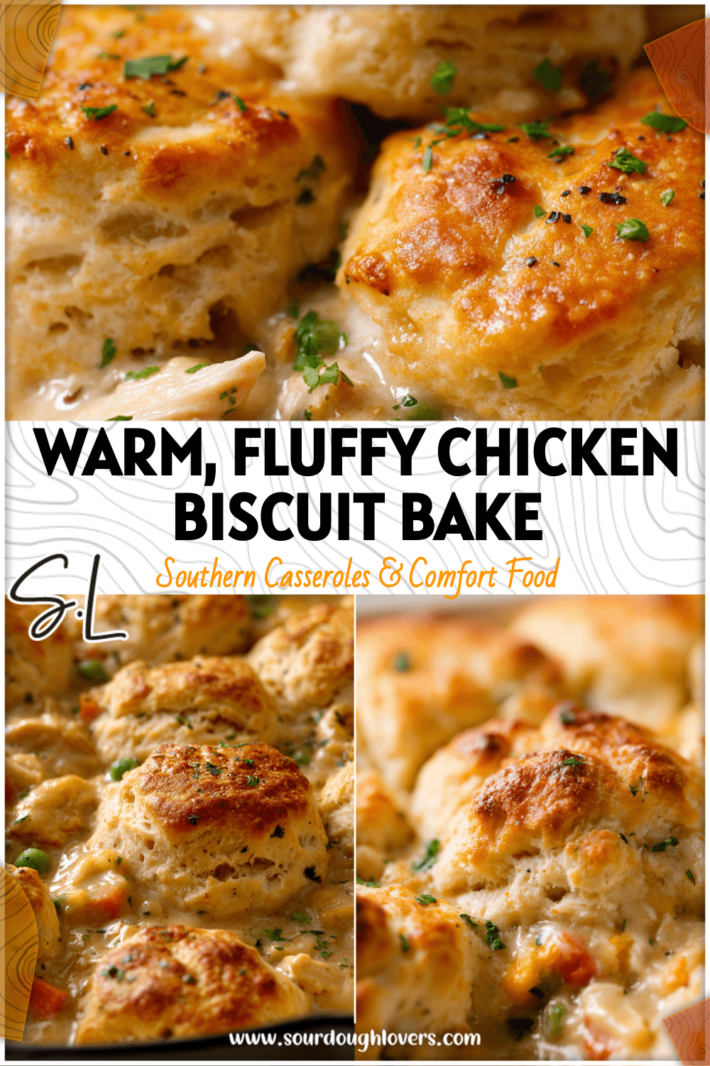 Golden baked Chicken And A Biscuit Casserole with fluffy Grands biscuits and creamy chicken filling.
